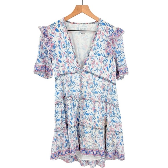 Saylor Evelynne Mini Dress Small Bohemian Floral - Picture 2 of 7